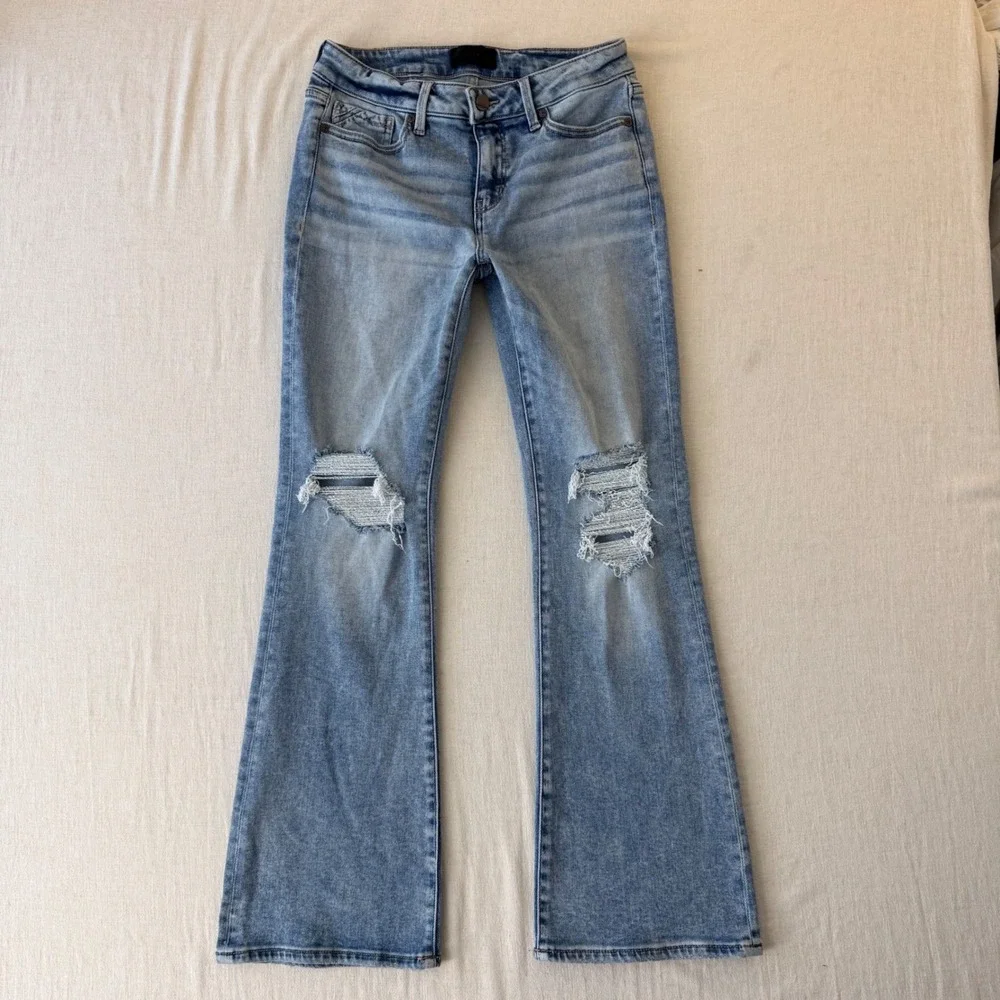 Buckle Black Fit No. 53 Distressed Flare Leg Jeans Womens 27x30 Light Blue